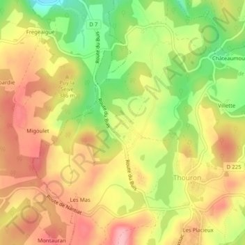 Mappa topografica Richefort, altitudine, rilievo