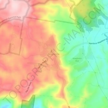 Mappa topografica Mapleton, altitudine, rilievo