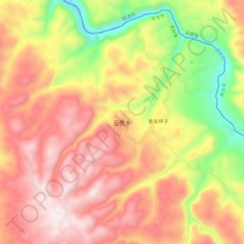 Mappa topografica 云贵乡, altitudine, rilievo