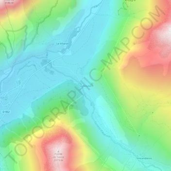 Mappa topografica La Goulaz, altitudine, rilievo