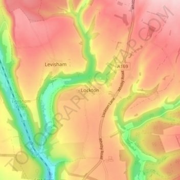 Mappa topografica Lockton, altitudine, rilievo