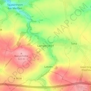 Mappa topografica Lampersdorf, altitudine, rilievo