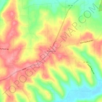 Mappa topografica Winesburg, altitudine, rilievo