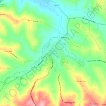 Mappa topografica Bastardo, altitudine, rilievo