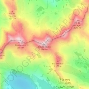 Mappa topografica Pic d'Estibère, altitudine, rilievo