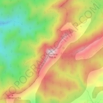 Mappa topografica Almenara, altitudine, rilievo