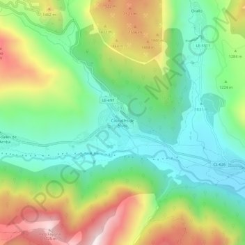 Mappa topografica Caboalles de Abajo, altitudine, rilievo