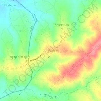 Mappa topografica Sundusia B, altitudine, rilievo