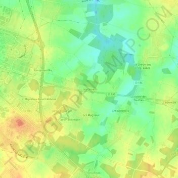 Mappa topografica Les Groies, altitudine, rilievo