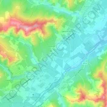 Mappa topografica Fabbrica, altitudine, rilievo