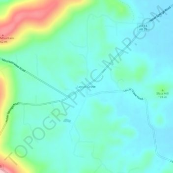 Mappa topografica Locust Grove, altitudine, rilievo