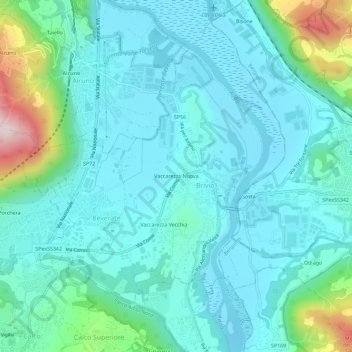 Mappa topografica Vaccarezza Nuova, altitudine, rilievo