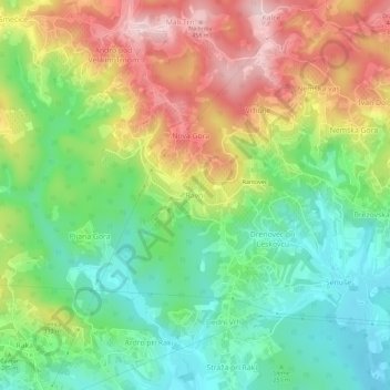 Mappa topografica Ravni, altitudine, rilievo