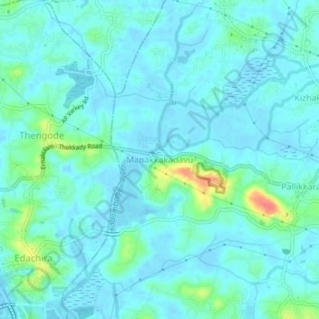 Mappa topografica Manakkakadavu, altitudine, rilievo