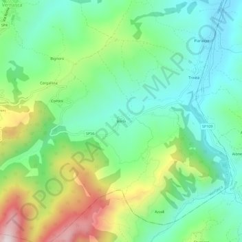 Mappa topografica Borla, altitudine, rilievo