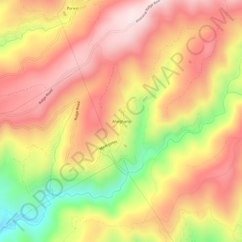 Mappa topografica Alleghany, altitudine, rilievo