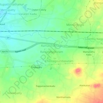 Mappa topografica Ramalingapuram, altitudine, rilievo
