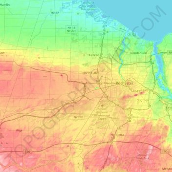 Mappa topografica Gates, altitudine, rilievo