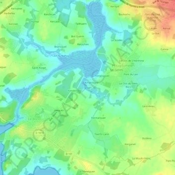 Mappa topografica Ty Len, altitudine, rilievo