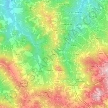 Mappa topografica Caseo, altitudine, rilievo