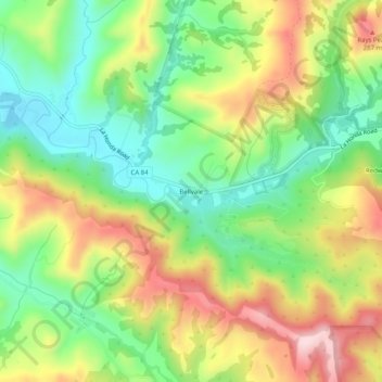Mappa topografica Bellvale, altitudine, rilievo