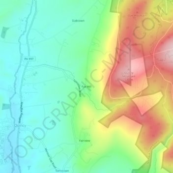 Mappa topografica Fox Hill, altitudine, rilievo