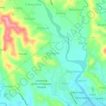 Mappa topografica Malagyan, altitudine, rilievo