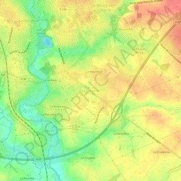 Mappa topografica La Courtille, altitudine, rilievo