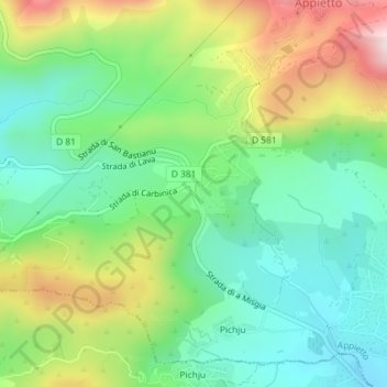Mappa topografica Col du Lustincone, altitudine, rilievo
