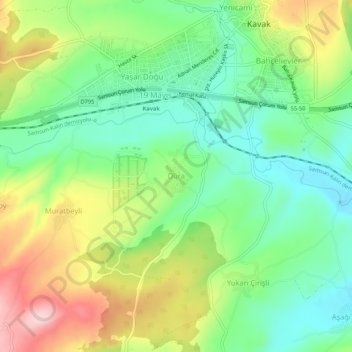 Mappa topografica Dura, altitudine, rilievo