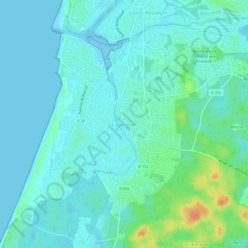 Mappa topografica Capbreton, altitudine, rilievo