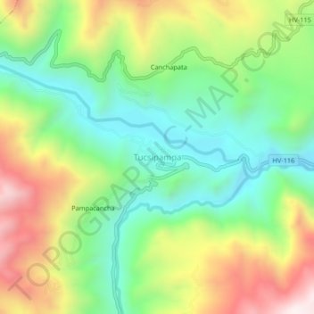 Mappa topografica Tucsipampa, altitudine, rilievo