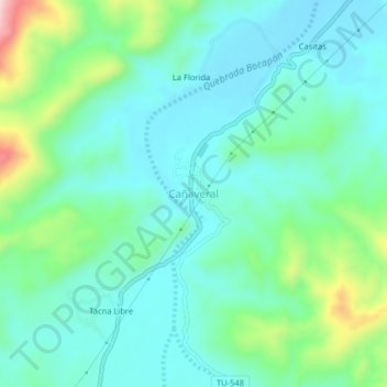 Mappa topografica Cañaveral, altitudine, rilievo
