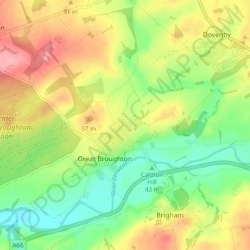 Mappa topografica Little Broughton, altitudine, rilievo