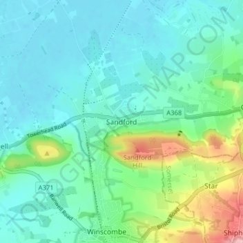 Mappa topografica Sandford, altitudine, rilievo
