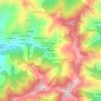 Mappa topografica Solafrecha, altitudine, rilievo