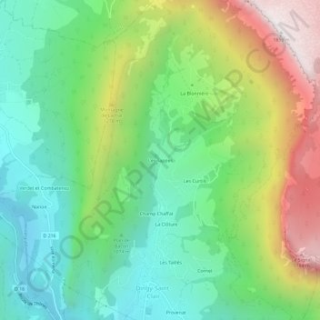 Mappa topografica Les Tappes, altitudine, rilievo