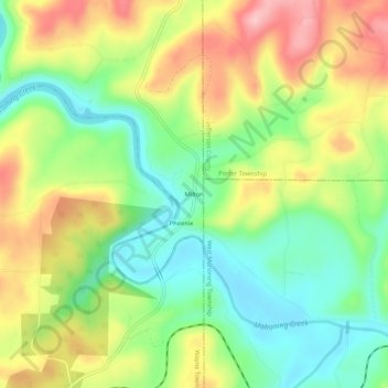 Mappa topografica Milton, altitudine, rilievo