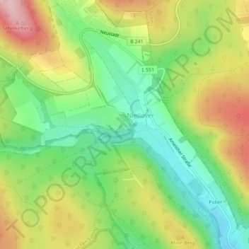 Mappa topografica Schloss Nienover, altitudine, rilievo