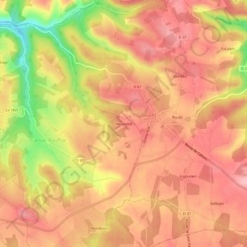 Mappa topografica Mirandol, altitudine, rilievo
