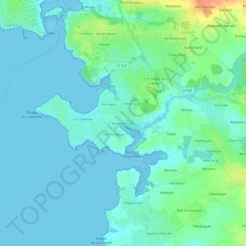 Mappa topografica Kerambreton, altitudine, rilievo