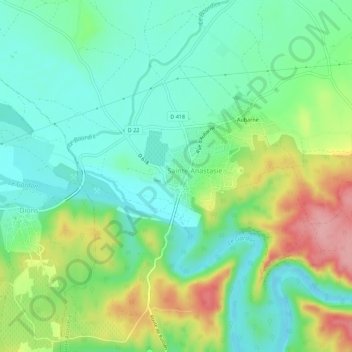 Mappa topografica Russan, altitudine, rilievo