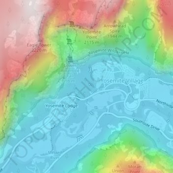 Mappa topografica Falls View, altitudine, rilievo