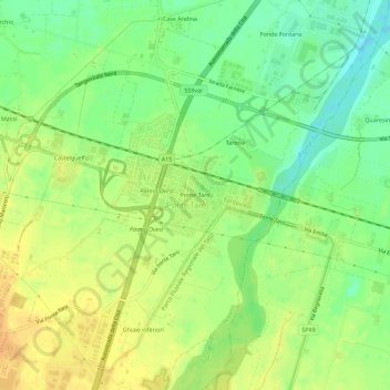 Mappa topografica Ponte Taro, altitudine, rilievo