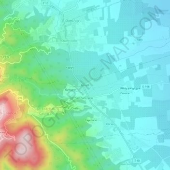 Mappa topografica Bonelli, altitudine, rilievo