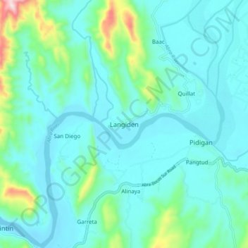 Mappa topografica Langiden, altitudine, rilievo