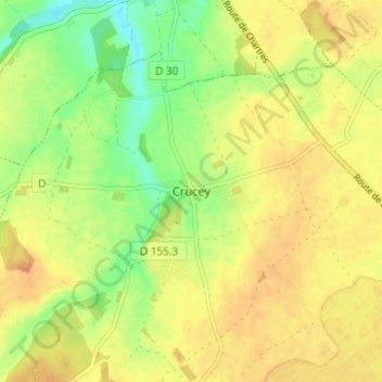 Mappa topografica Crucey, altitudine, rilievo