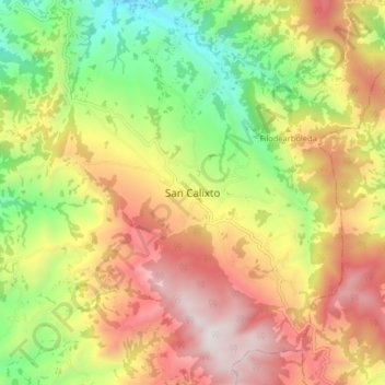 Mappa topografica San Calixto, altitudine, rilievo