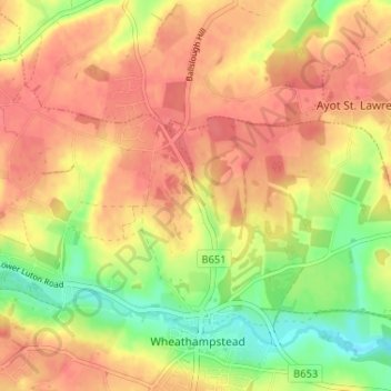 Mappa topografica Lower Gustard Wood, altitudine, rilievo