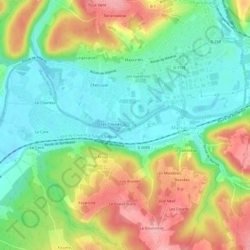 Mappa topografica L'Évêque, altitudine, rilievo